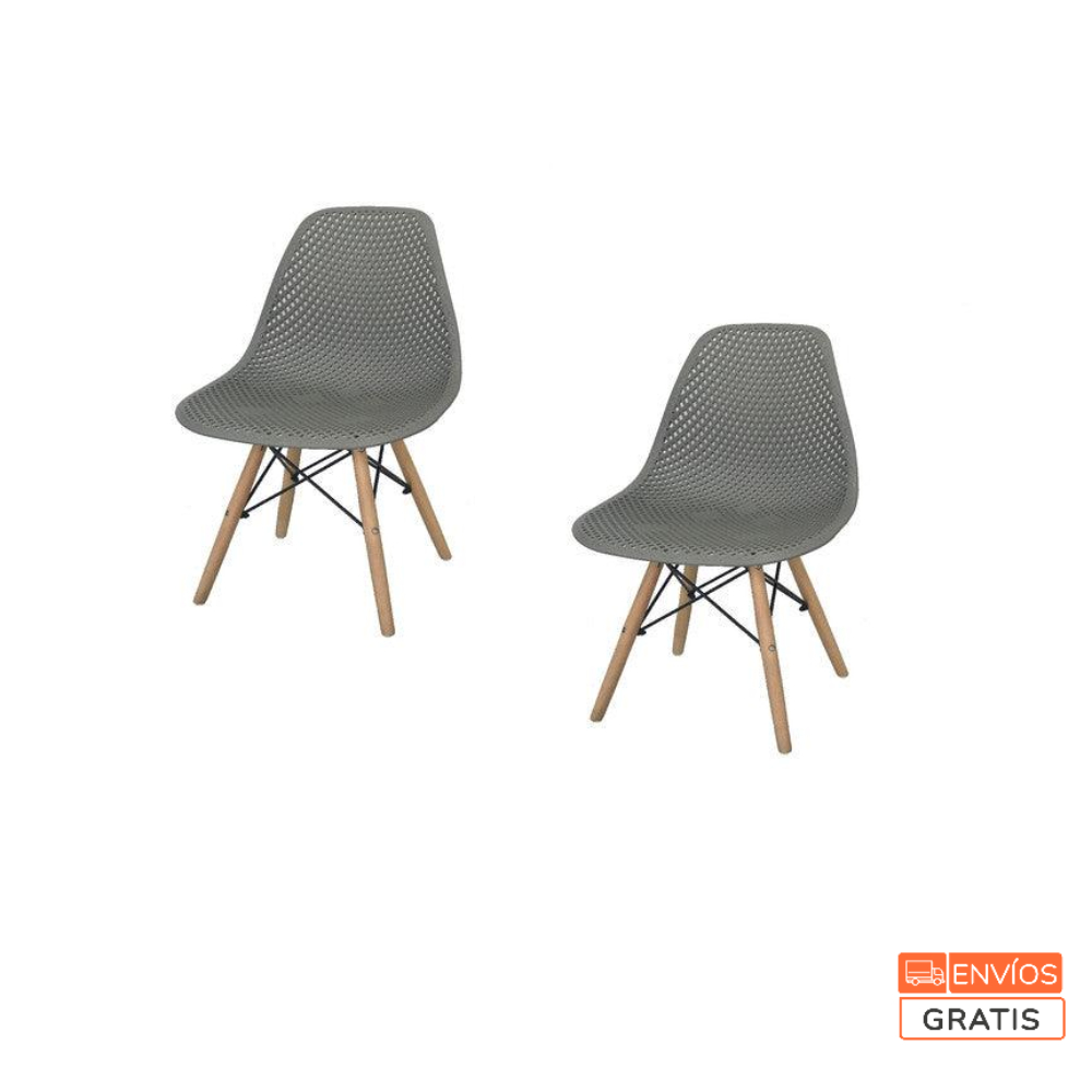 Kit Por 2 Silla Air Eames Para Sala Comedor Restaurante   Gris